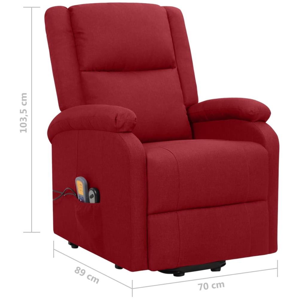 Poltrona Alzapersona Massaggiante Rosso Vino Tessuto - Foto 2