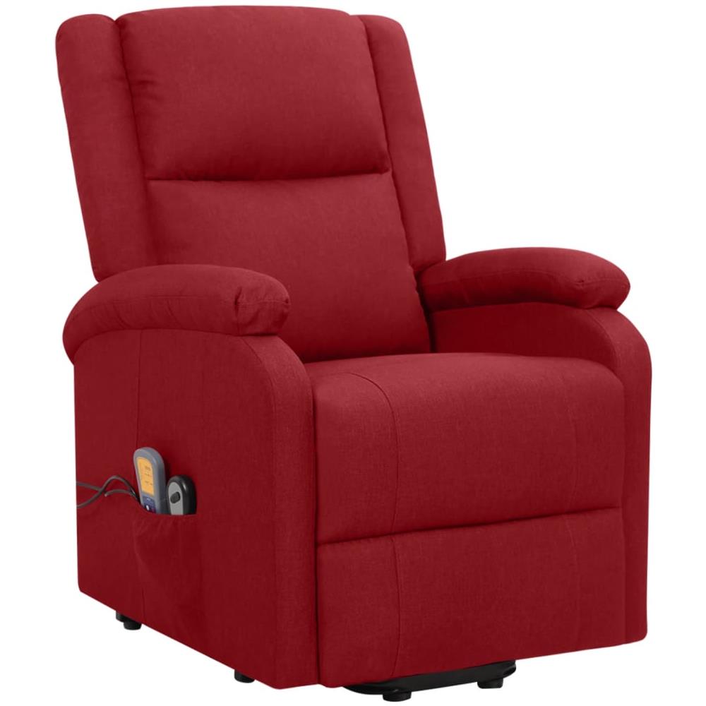 Poltrona Alzapersona Massaggiante Rosso Vino Tessuto - Foto 3