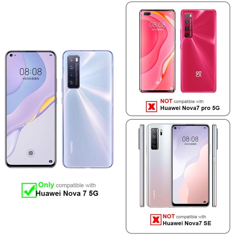 Custodia Compatibile Con Huawei Nova 7 5g In Nero Carbone - Coperchio Protettiva Con Chiusura Magnetica, Funzione Stand E Tasca Per Le Carte - Foto 2