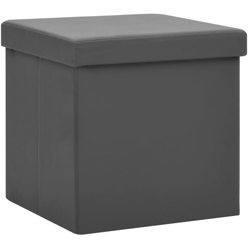 Sgabelli Con Contenitore Pieghevoli 2 Pz Grigi In Pvc - Foto 3