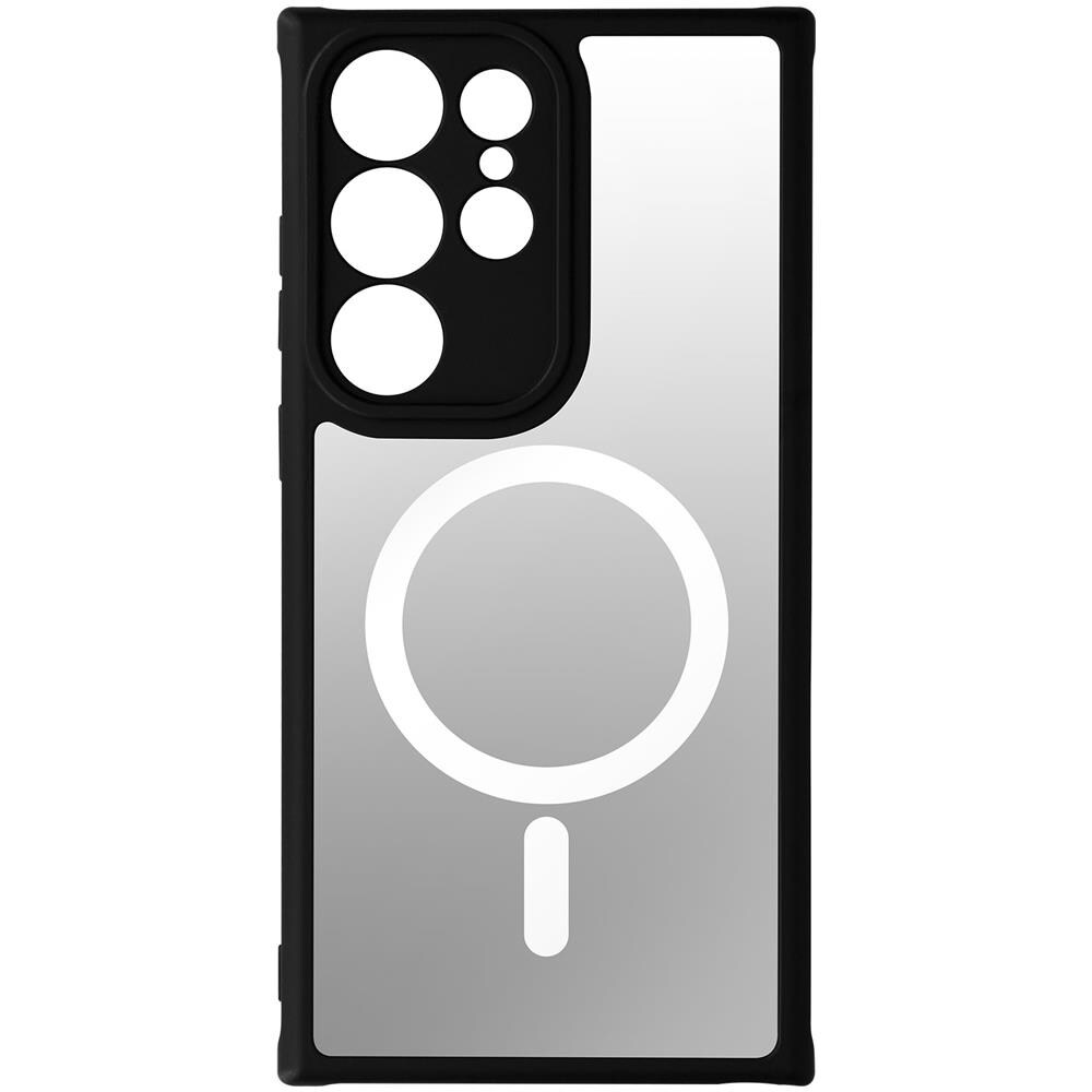 Cover Magsafe Per Samsung Galaxy S23 Ultra Retro Rigido E Bordo Morbido Nero - Foto 1