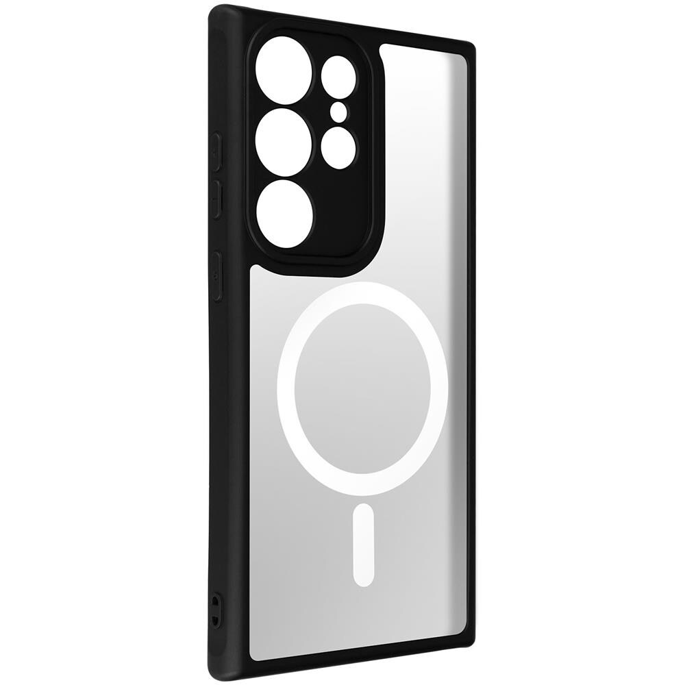 Cover Magsafe Per Samsung Galaxy S23 Ultra Retro Rigido E Bordo Morbido Nero - Foto 5