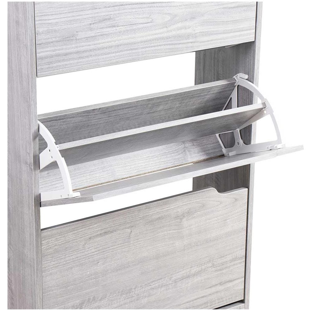 Scarpiera 4 Ante Ripiani Porta Scarpe Doppia Profondita Legno 63x24x150 Grigio - Foto 2