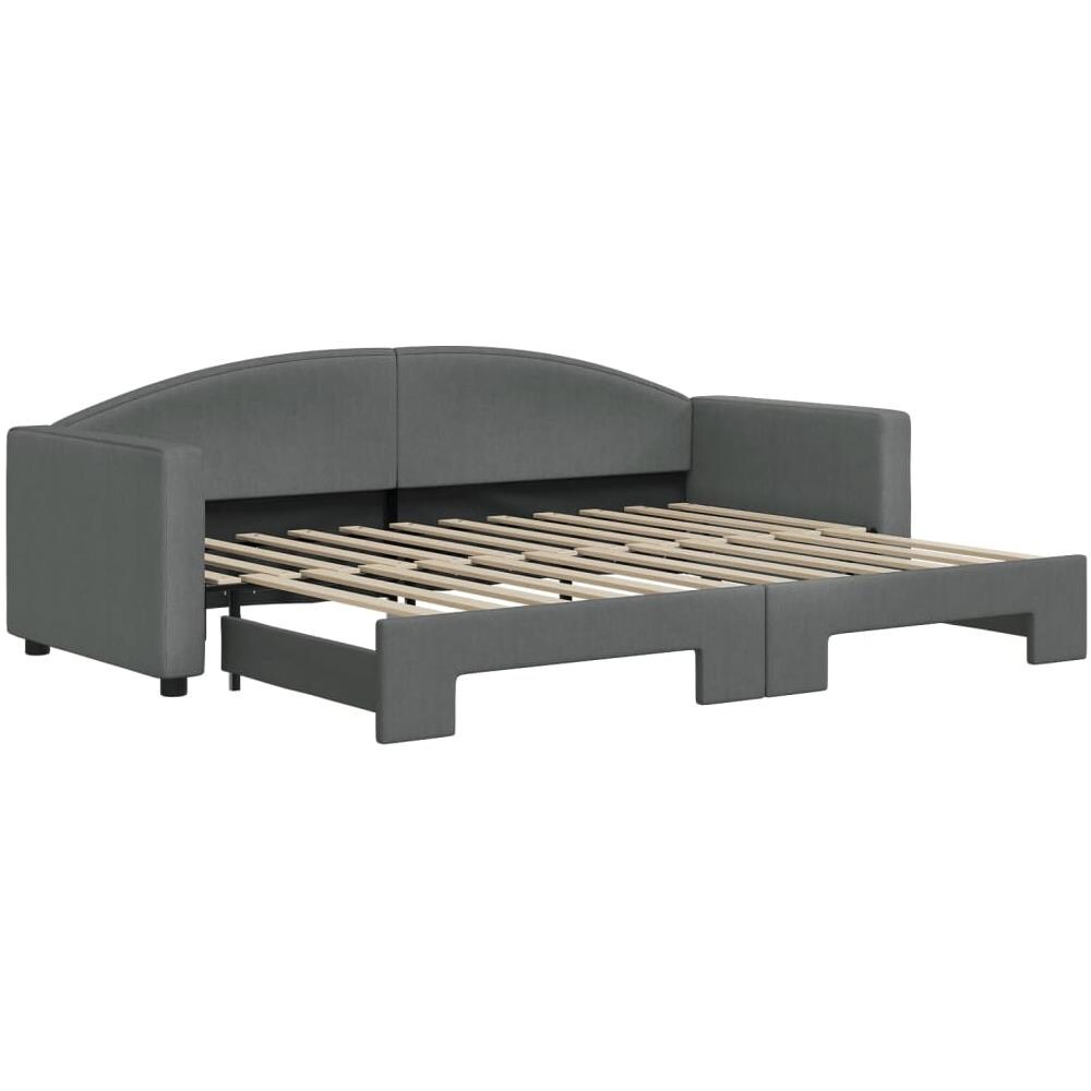 Divano Letto Con Letto Estraibile Grigio Scuro 80x200 Tessuto - Foto 2