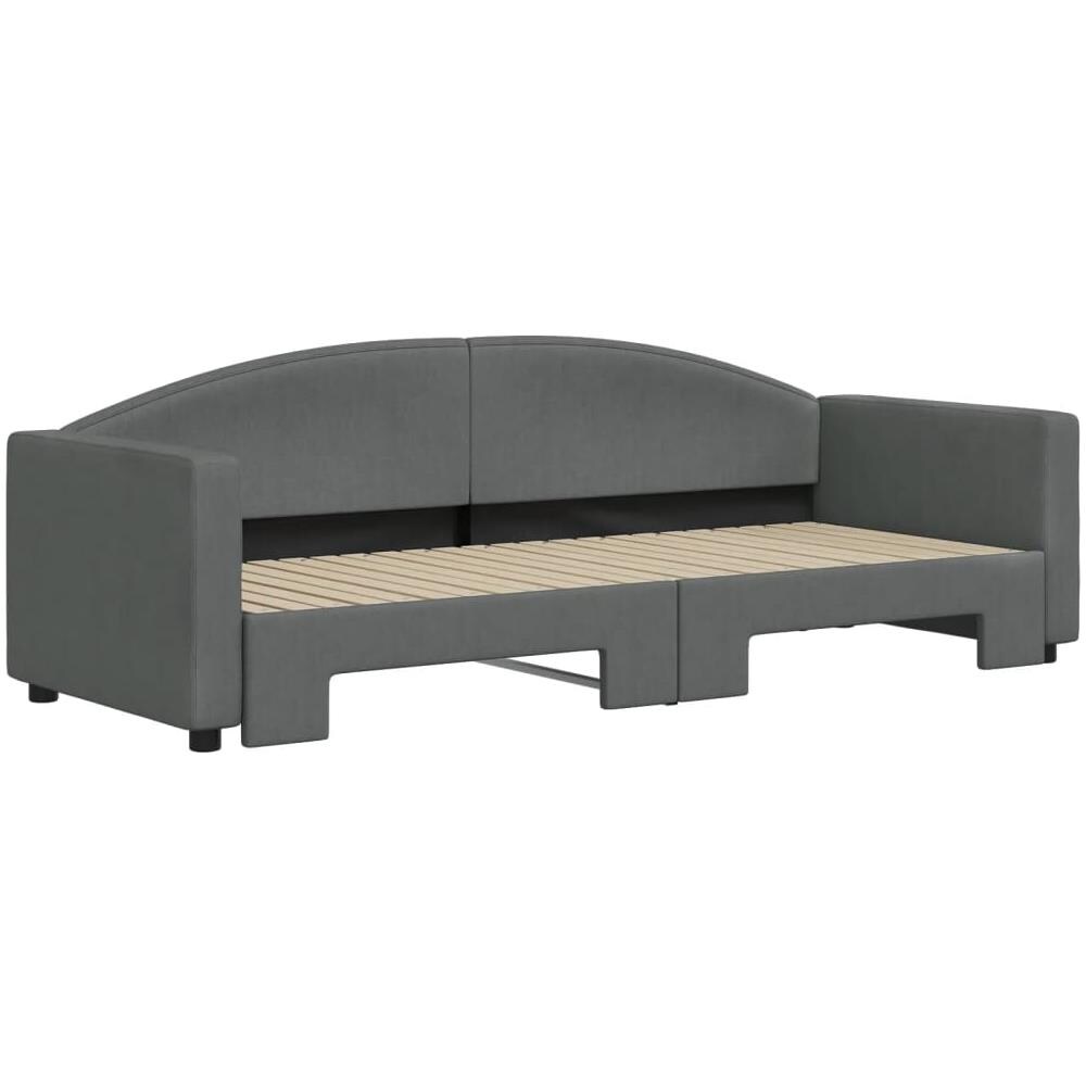 Divano Letto Con Letto Estraibile Grigio Scuro 80x200 Tessuto - Foto 3