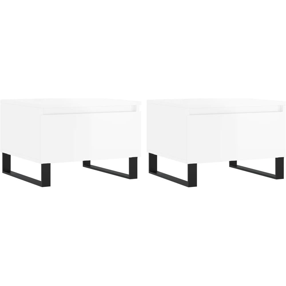 Tavolini Salotto 2pz Bianco Lucido 50x46x35cm Legno Multistrato - Foto 2