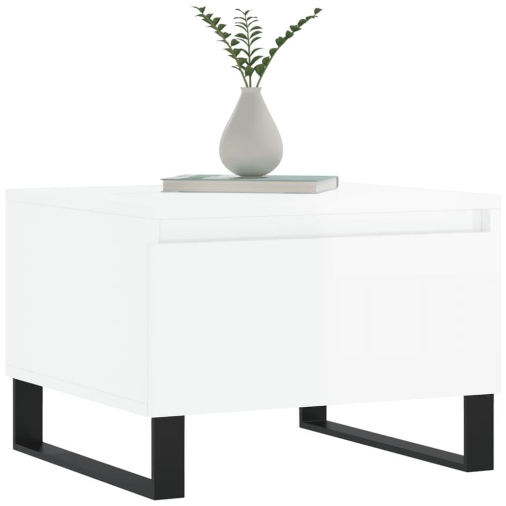 Tavolini Salotto 2pz Bianco Lucido 50x46x35cm Legno Multistrato - Foto 3