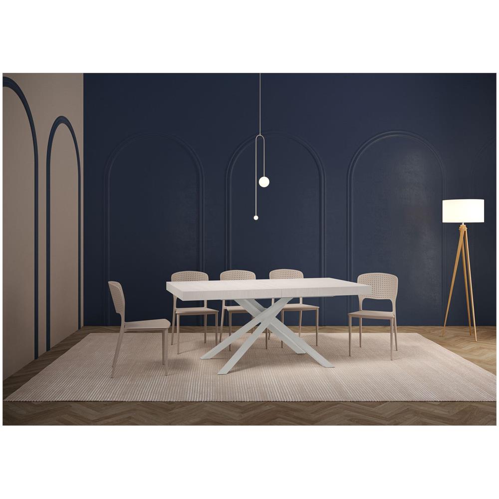 Tavolo allungabile 90x180/284 cm Karida bianco frassino gambe bianche - Foto 2