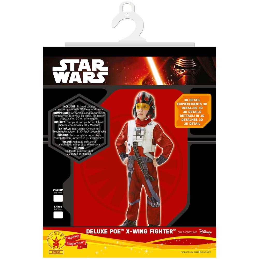 Costume Da Poe Pilota Di X-wing - Originale Star Wars Vii, Per Bambino - Versione Deluxe 13 A 14 Anni - Foto 2