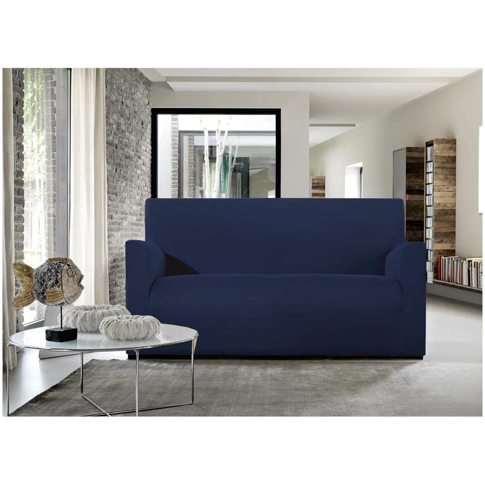 Copridivano E Copri Poltrona Antimacchia Sof&agrave; Elasticizzato Modello Magico Div 2Posti Blu - Foto 8