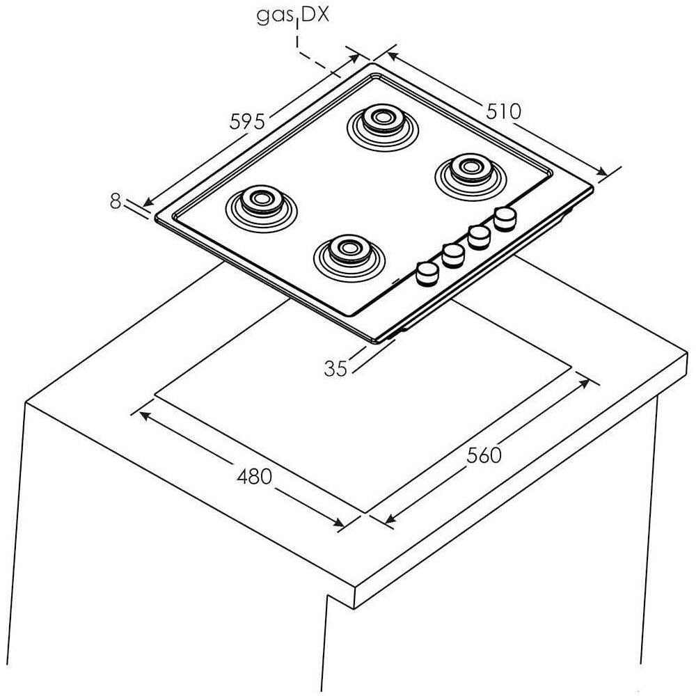Piano Cottura CHG6BF4WPX a Gas 4 Fuochi Gas Colore Inox - Foto 2