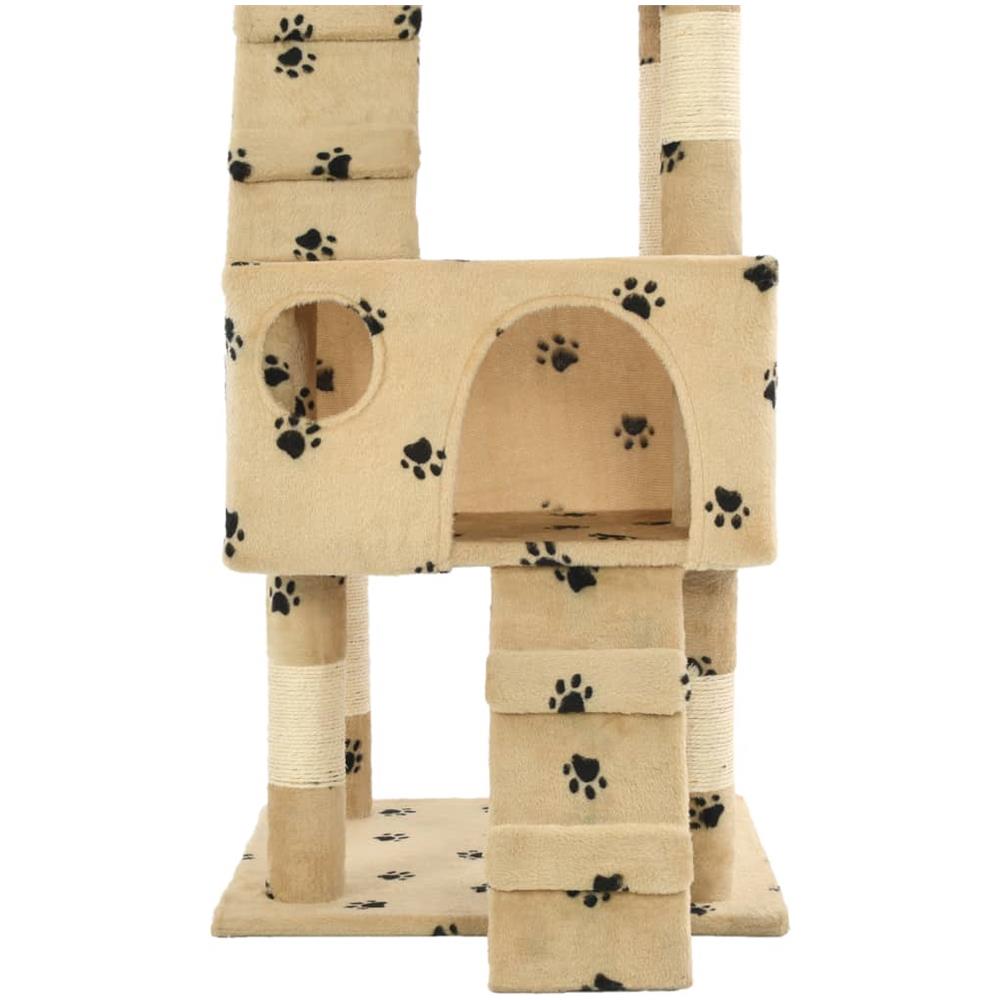 Albero Per Gatti Tiragraffi Sisal 170 Cm Zampe Stampate Beige - Foto 7