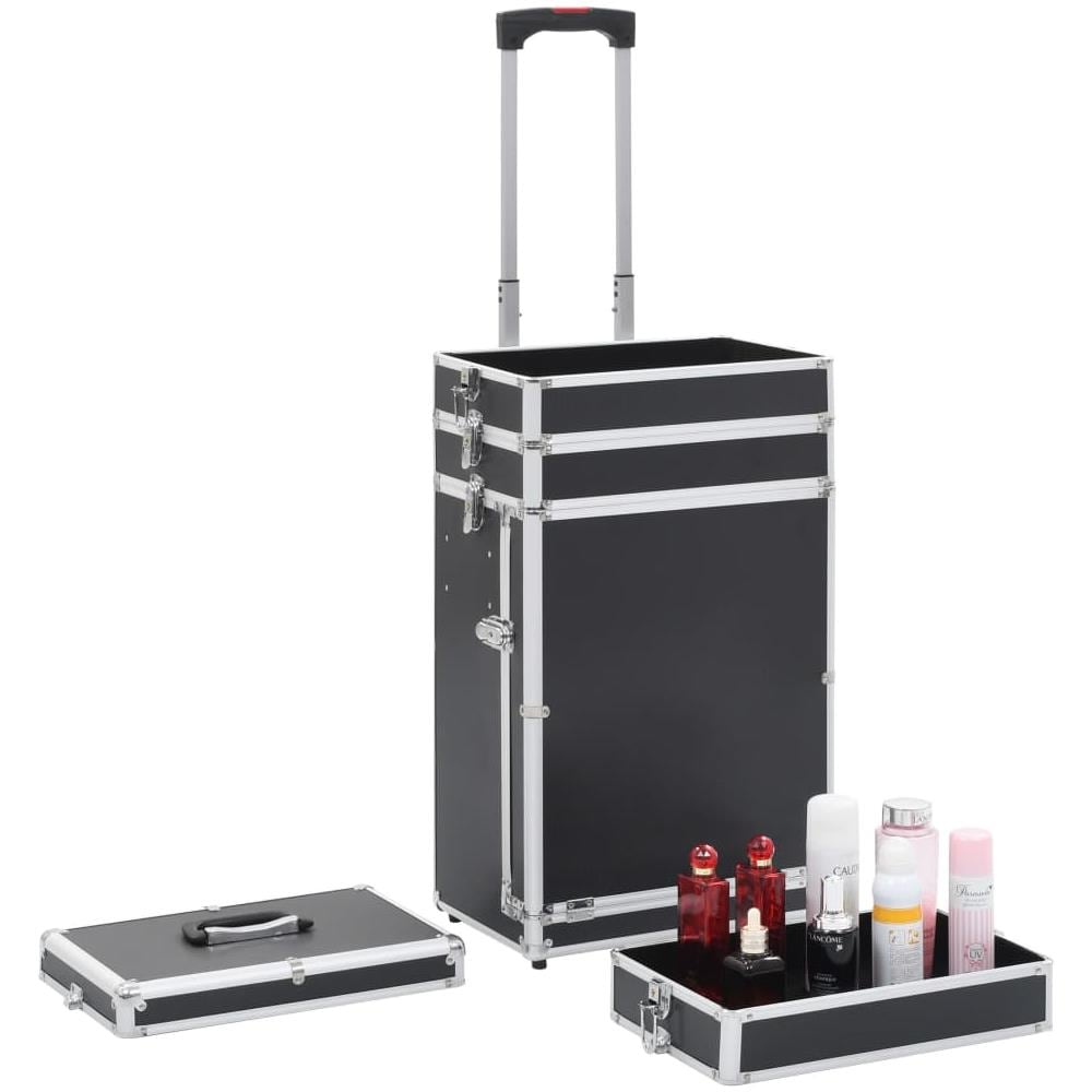 Valigia Trolley Per Cosmetici In Alluminio Nero - Foto 2
