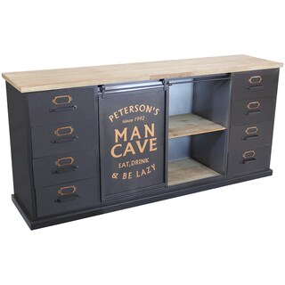 Madia Industrial In Metallo E Legno – 7 Cassetti E 2 Ante – Dimensioni 98,5x38,5x84 Cm, Colore Marrone
