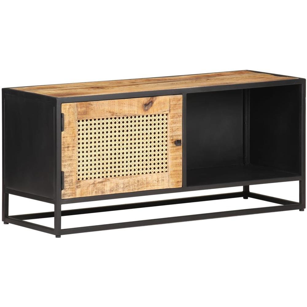 Mobile Porta TV 90x30x40 cm in Legno di Mango Grezzo e Canna - Foto 1