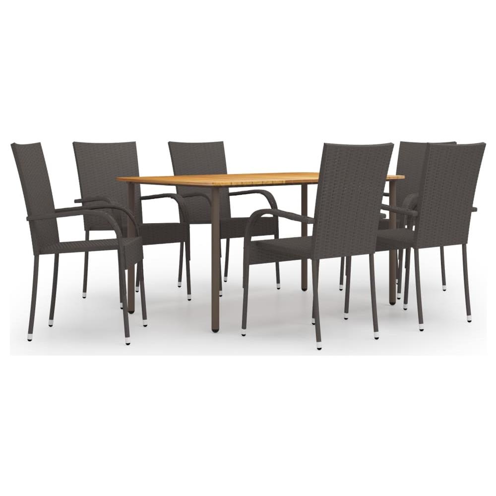 Set Mobili da Pranzo Giardino 7 pz in Polyrattan Marrone - Foto 1