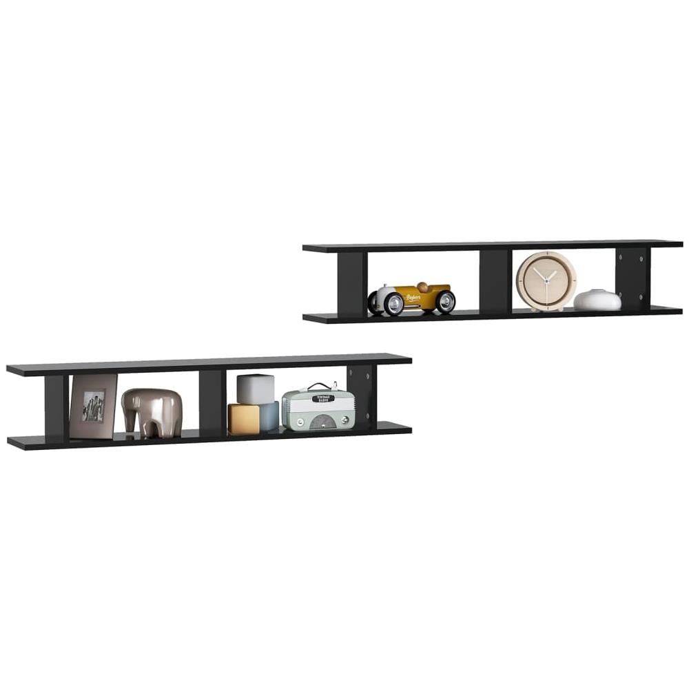 Mensole a Parete 2 pz Nere 105x18x20 cm in Legno Multistrato - Foto 3