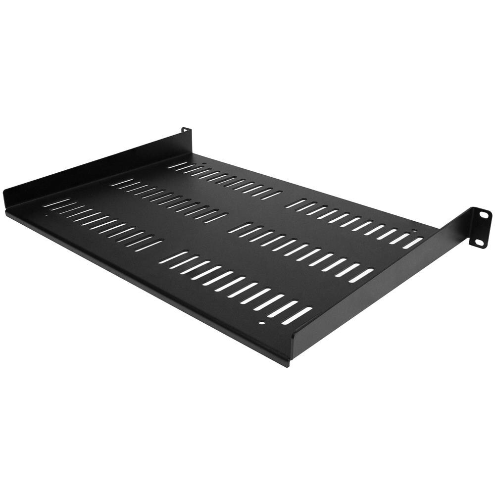 Mensola Rack 19" 1U - Ripiano Ventilato per Armadio Rack 19 pollici a sbalzo per Dispositivi e Apparecchiature di rete non installabili a Rack; Resistente: supporta fino a 25kg, Profondità 30 cm, Nera - Foto 2