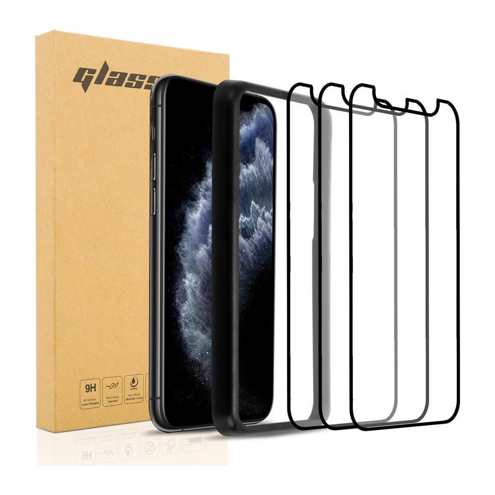 3x Vetro Temperato A Schermo Intero Compatibile Con Apple Iphone 11 Pro Max In Trasparente Con Nero - 3x Vetro Temperato (tempered) Di Protezione Del Display Con Aiuto Per L'installazione - Foto 1
