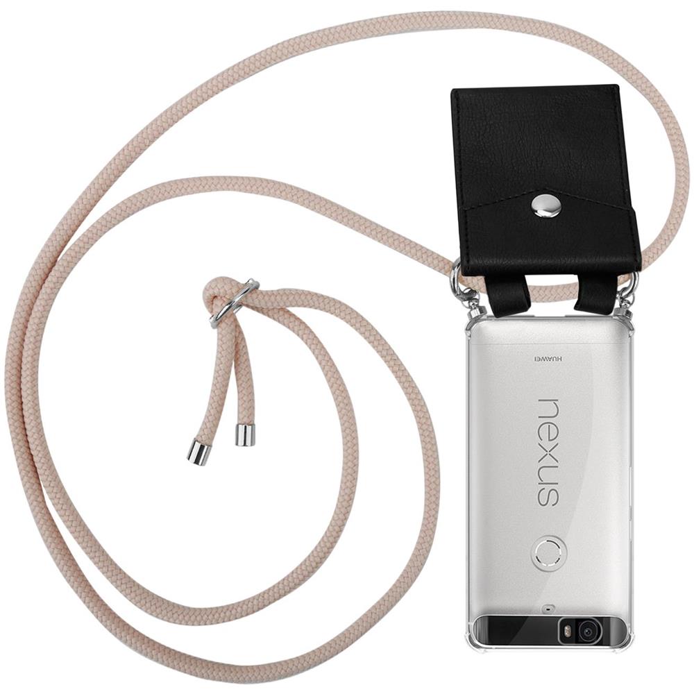 Catena Di Telefoni Cellulari Compatibile Con Huawei 6p In Or Rosato A Perla - Coperchio Protettivo In Silicone Con Anelli D'argento, Cinturino In Corda E Custodia Staccabile - Foto 1