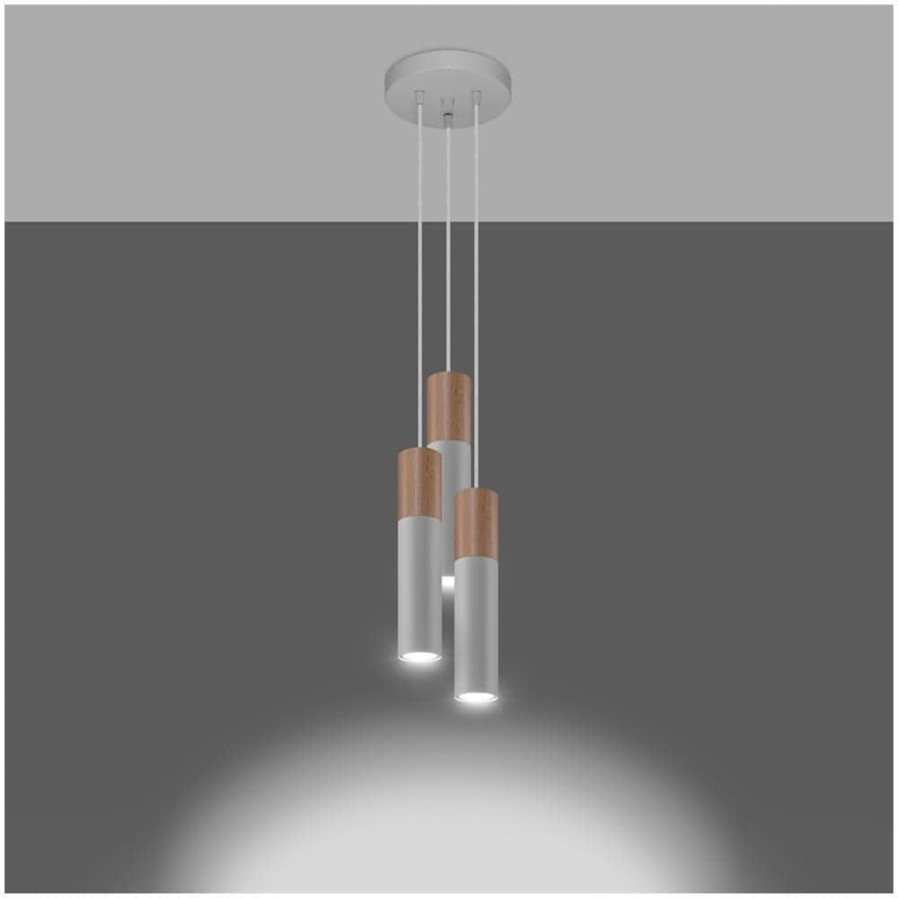 Lampada A Sospensione In Legno Pablo 3p Bianco 1000xø200 Mm Metallo - Foto 12