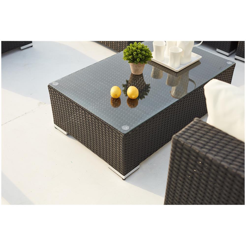 Salotto Da Giardino 8 Posti In Resina Intrecciata Nero/bianco Salento - Foto 7