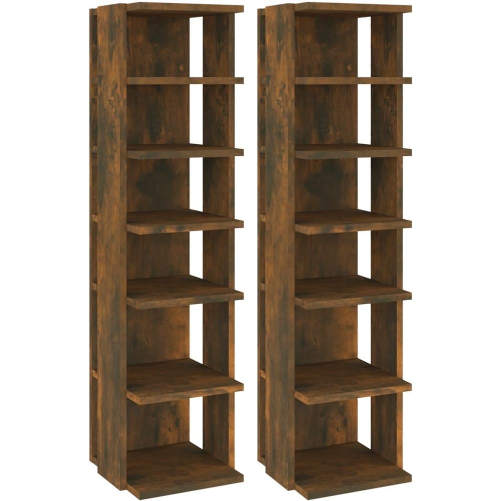 Scarpiere 2 Pz Rovere Fumo 25x27x102 Cm In Legno Multistrato - Foto 2