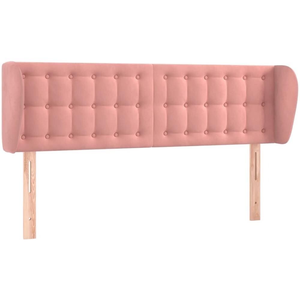 Testiera Ad Orecchio Rosa 147x23x78/88 Cm In Velluto - Foto 2