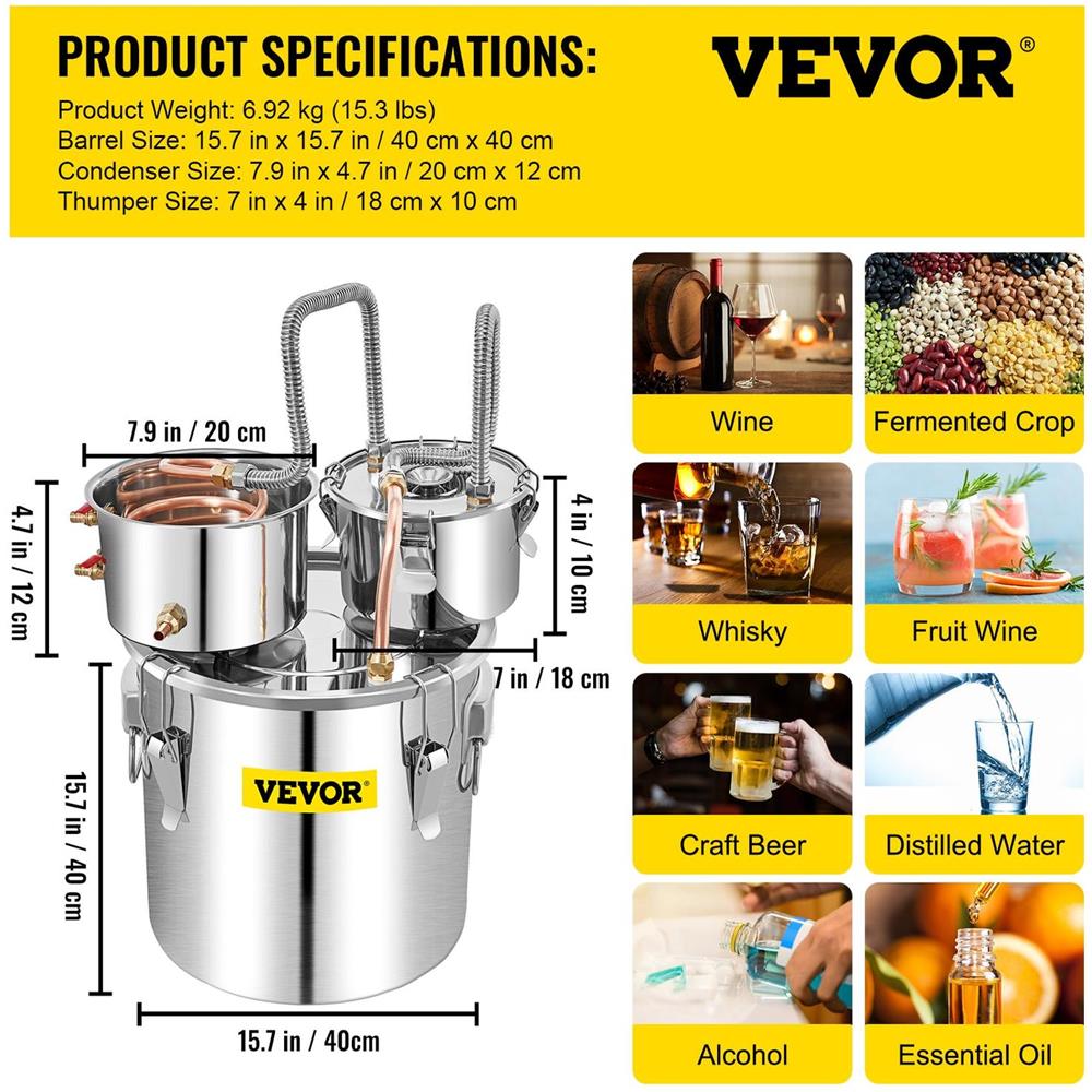 Distillatore Di Alcol In Acciaio Inox Per Moonshine, Whisky, Vino E Birra 50l - Foto 6
