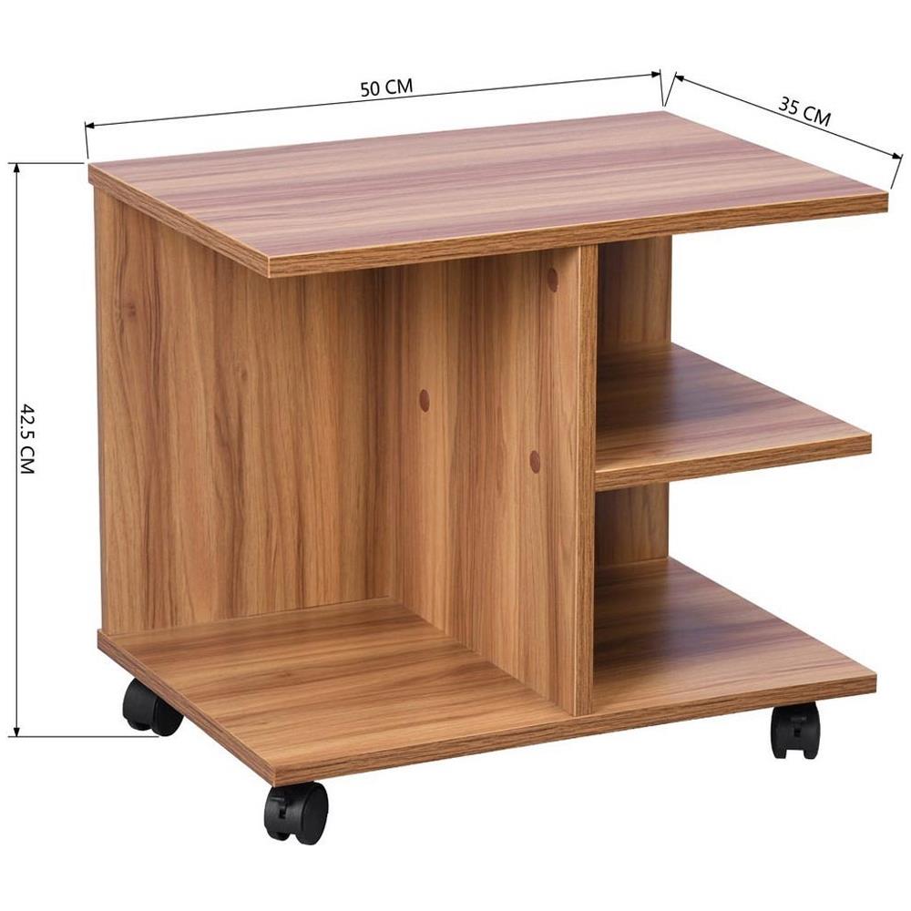 Tavolino Salotto Multifunzione Porta Tv Riviste Comodino Con Ruote Legno Noce - Foto 5