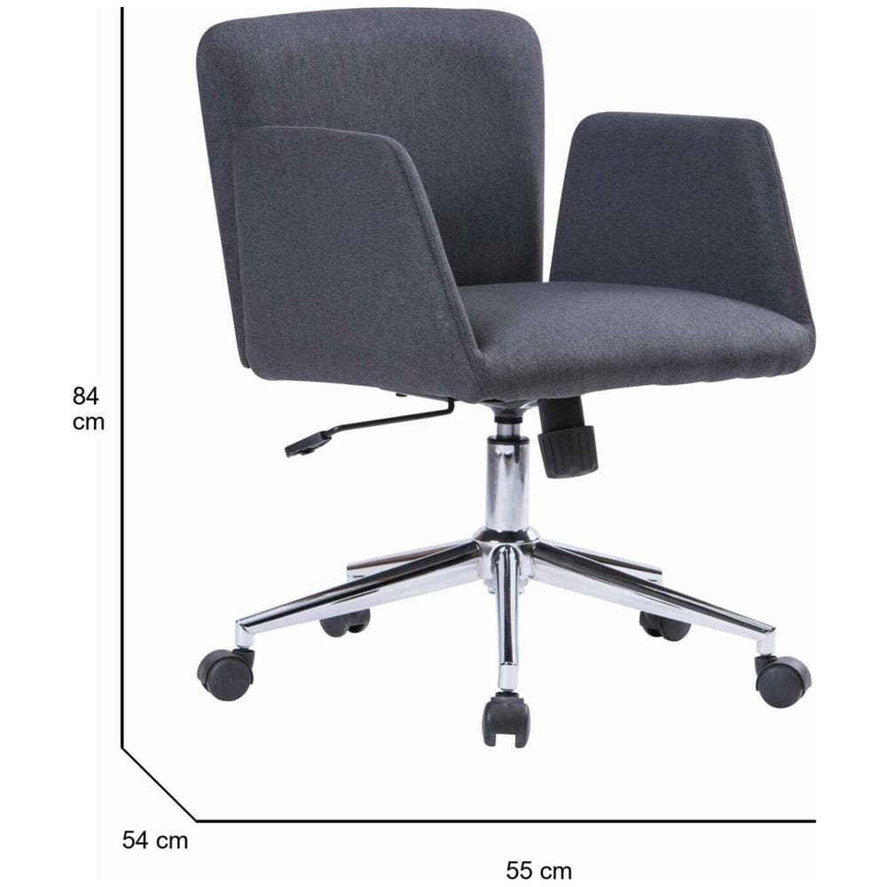 Sedia Da Ufficio Albury, Poltrona Con Braccioli, Seduta Ergonomica Da Ufficio, 54x55h65/84 Cm, Grigio - Foto 2