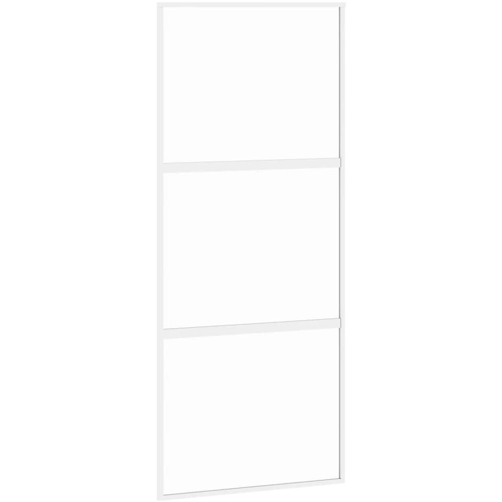 Porta Scorrevole Bianca 90x205 Cm Vetro Temperato E Alluminio - Foto 2