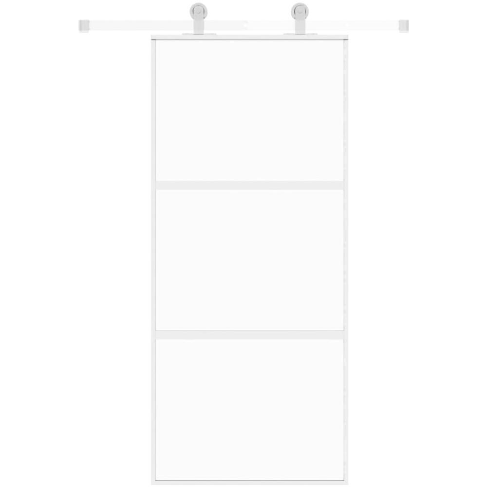 Porta Scorrevole Bianca 90x205 Cm Vetro Temperato E Alluminio - Foto 3