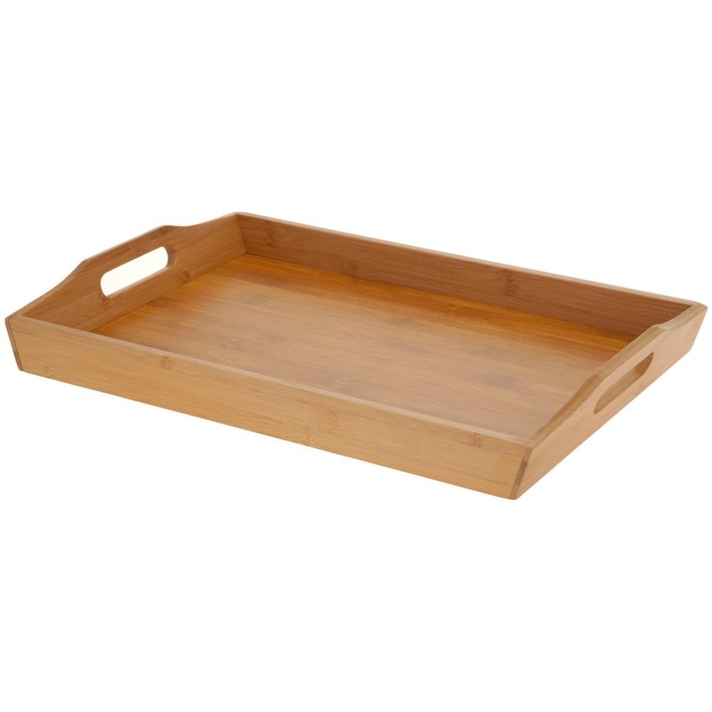 Vassoio Rettangolare In Legno Di Bambu Bamboo Con Manici 45x29cm Colazione Cena - Foto 4