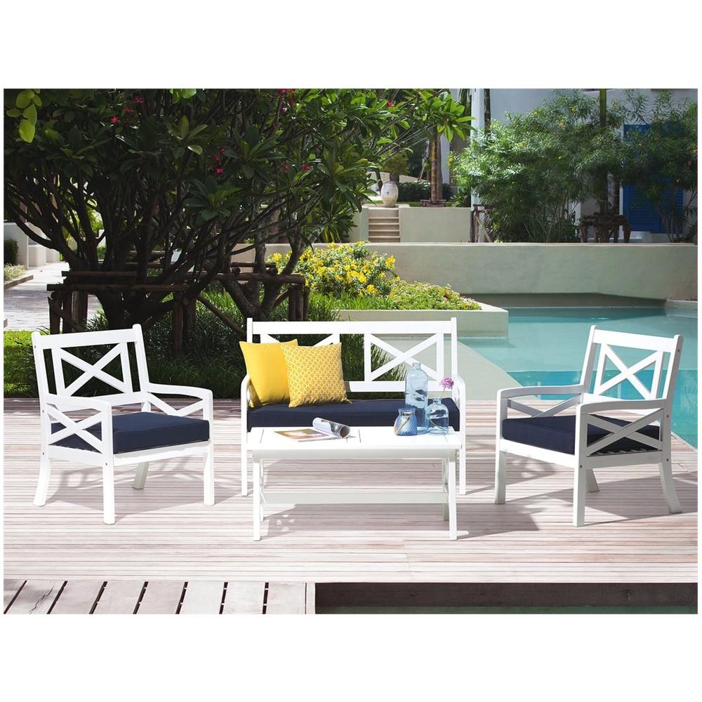 Sedia Da Giardino Bianca Con Cuscino Blu Baltic - Foto 1