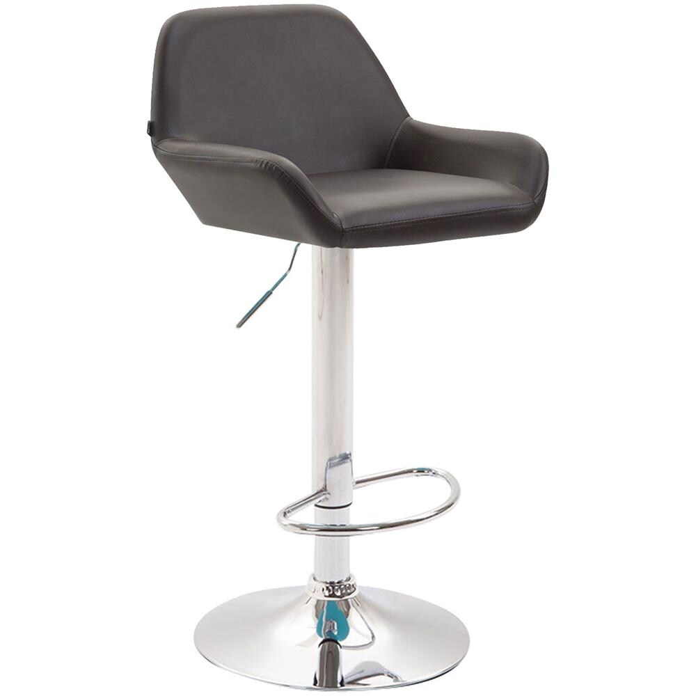Sgabello Bar Braga in Similpelle - Sedia Cucina con Schienale e Braccioli Regolabile in Altezza - Sedia Sgabello Bancone Imbottita con Poggiapiedi Marrone Cromato - Foto 1