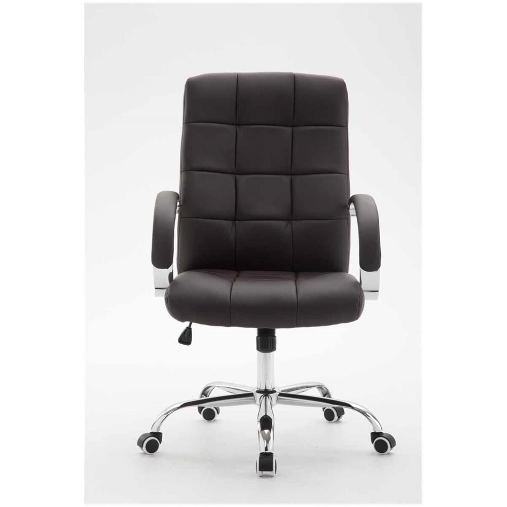 Sedia da Direttore Mikos - Sedia Ufficio in Similpelle Imbottita con Braccioli - Poltrona Direzionale Telaio in Metallo - Sedia Pc Regolabile - Sedia Scrivania Elegante Marrone - Foto 2
