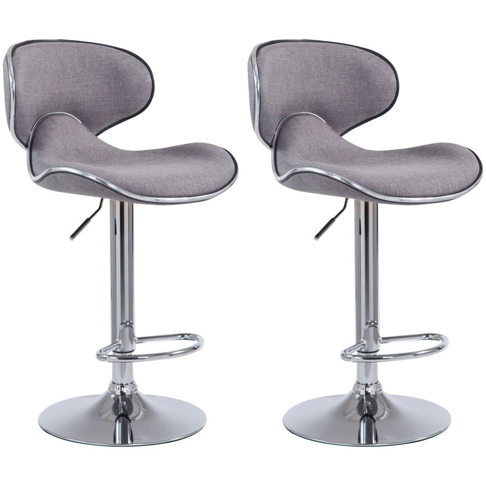 Set 2 Sgabelli Cucina Las Vegas V2 in Tessuto - Coppia Sedie Sgabello Imbottite Girevoli e Regolabili 62-82cm con Schienale Grigio Chiaro - Foto 1