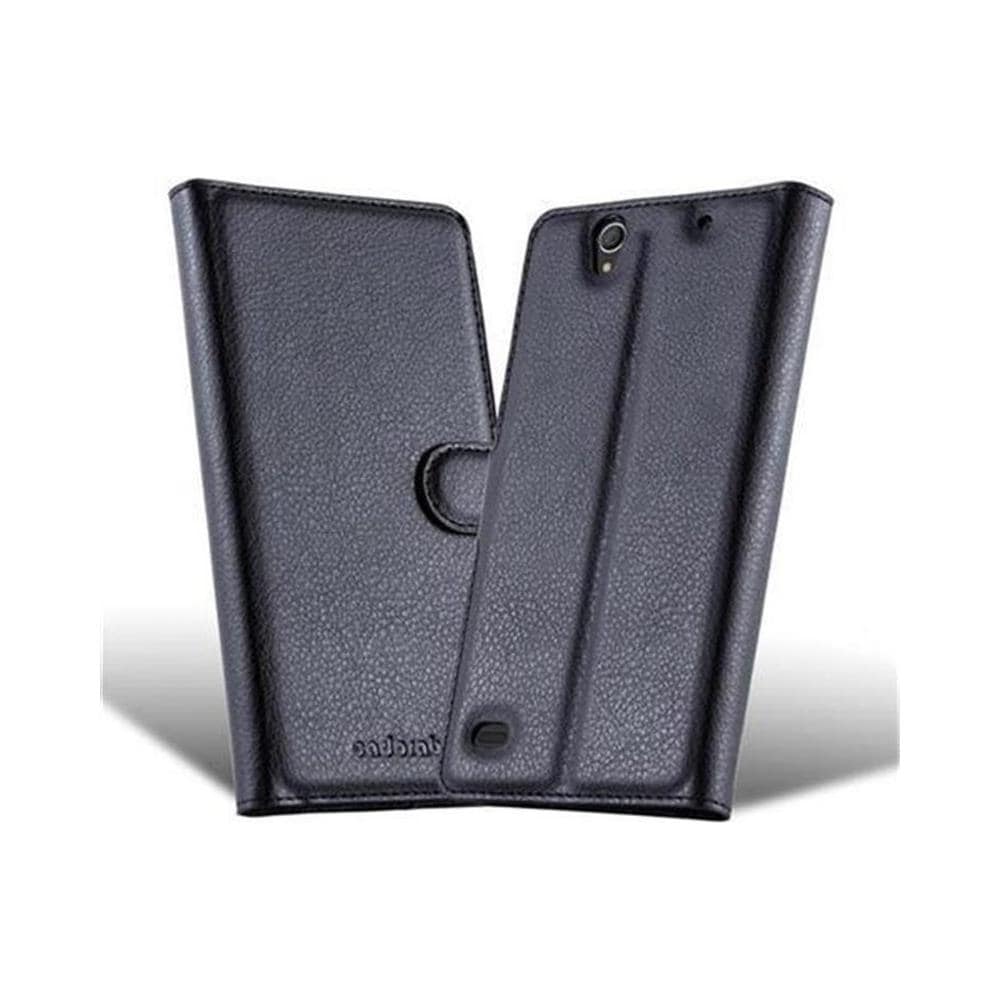 Custodia Compatibile Con Sony Xperia C4 In Nero Carbone - Coperchio Protettiva Con Chiusura Magnetica, Funzione Stand E Tasca Per Le Carte - Foto 2