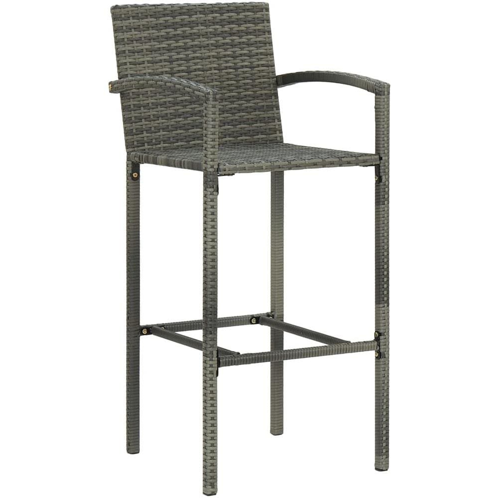 Set Bar Da Giardino 3 Pz Con Braccioli In Polyrattan Grigio - Foto 3