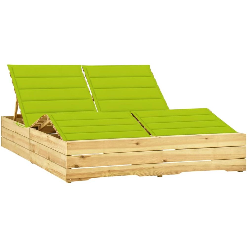 Prendisole Doppio e Cuscini Verde Brillante in Pino Impregnato - Foto 1