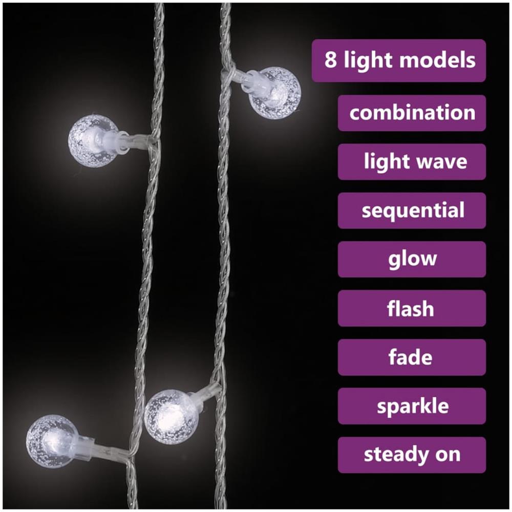 Filo di Luci Sferiche 20m 200 LED Bianco Freddo 8 Funzioni - Foto 2