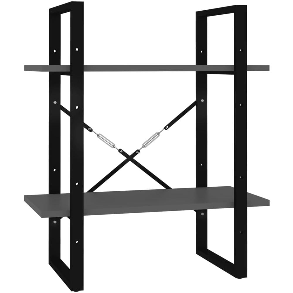 Libreria a 2 Ripiani Grigia 60x30x70 cm in Legno Multistrato - Foto 1