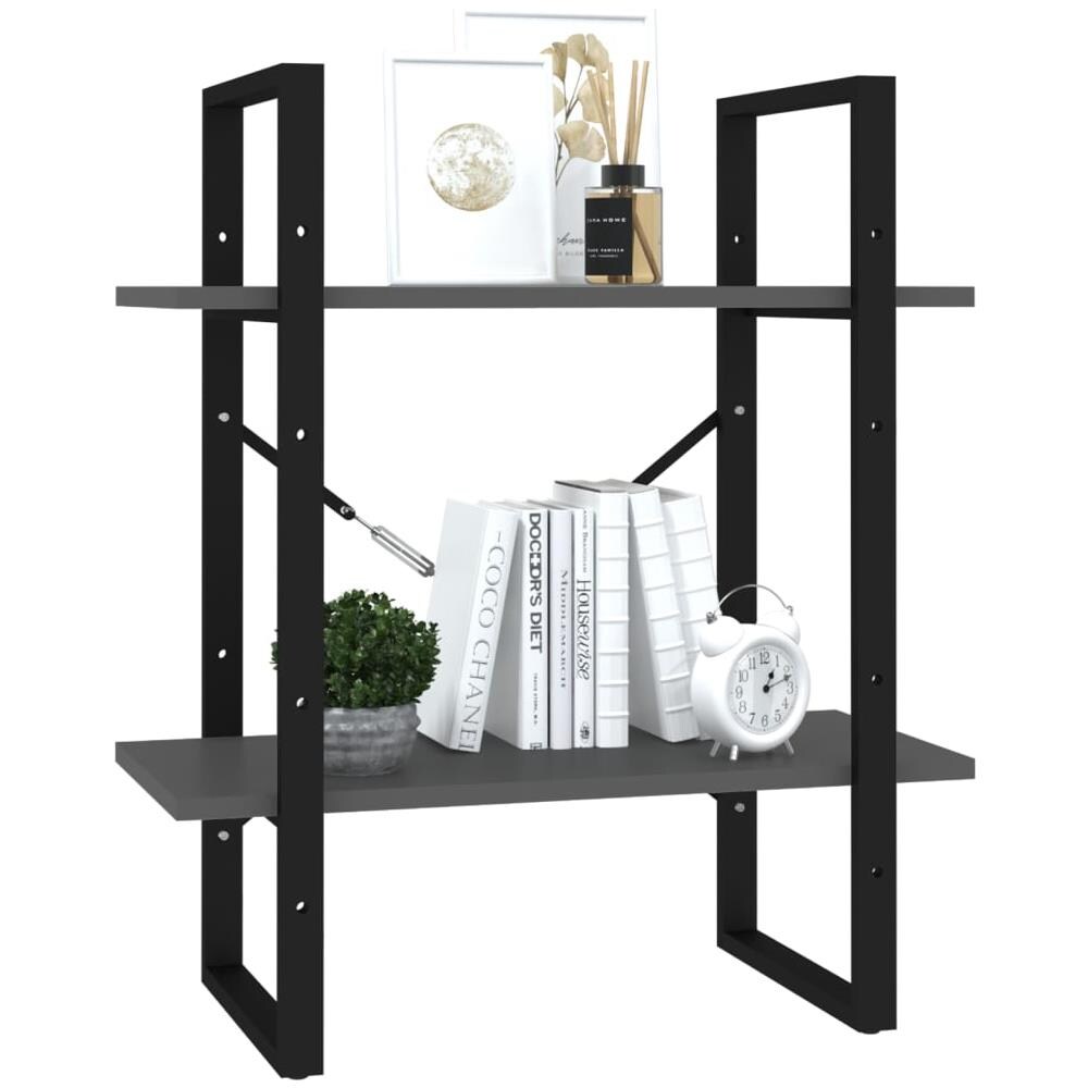 Libreria a 2 Ripiani Grigia 60x30x70 cm in Legno Multistrato - Foto 7