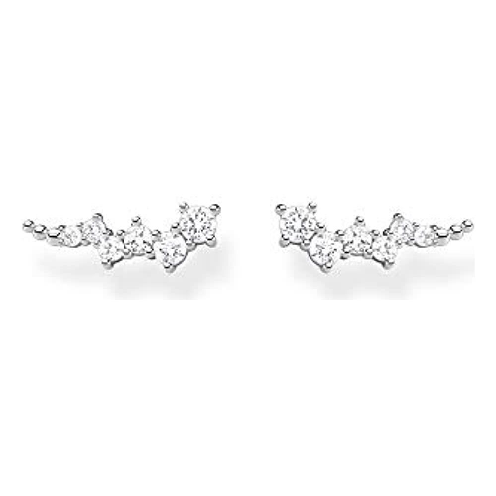 , Orecchini Da Donna Ear Climber Con Pietre Bianche, Argento Sterling 925 (1)  - Foto 1