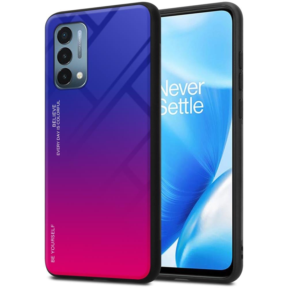 Custodia Compatibile Con Oneplus Nord N200 5g In Viola - Rosso - Coperchio Protettivo Bicolore In Vetro Temperato E Silicone Tpu - Foto 1
