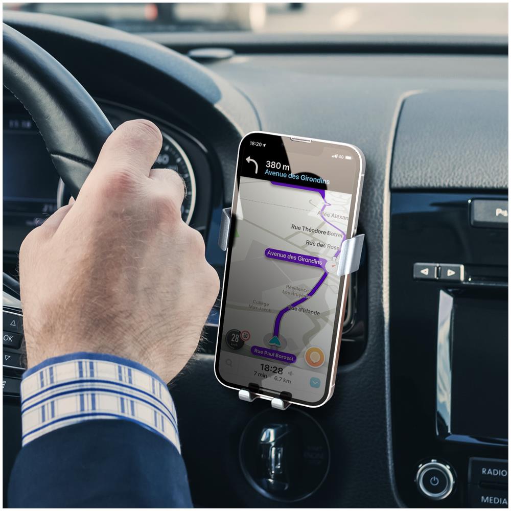 Supporto Auto Smartphone Fissaggio Griglia Di Aerazione Ruotabile A 360° Nero - Foto 2