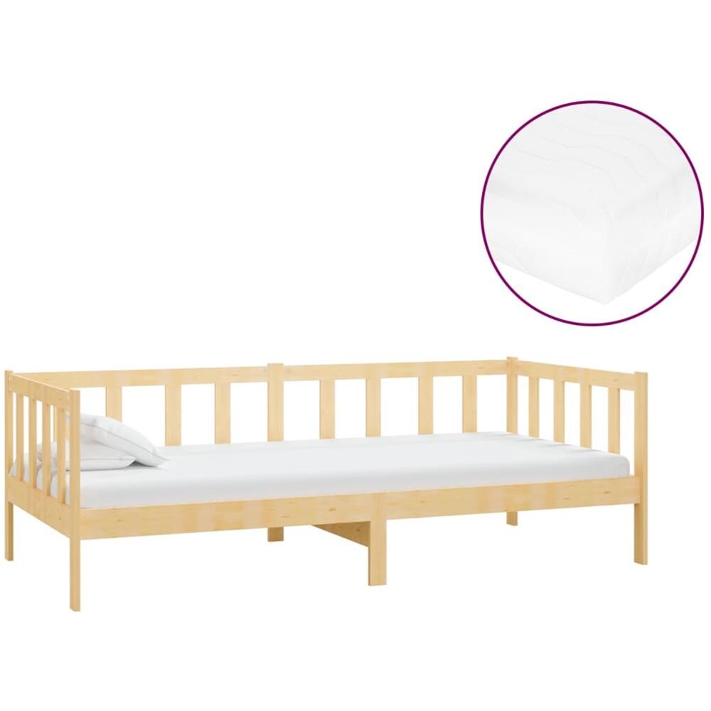 Divano Letto con Materasso 90x200 cm Legno Massello di Pino - Foto 2