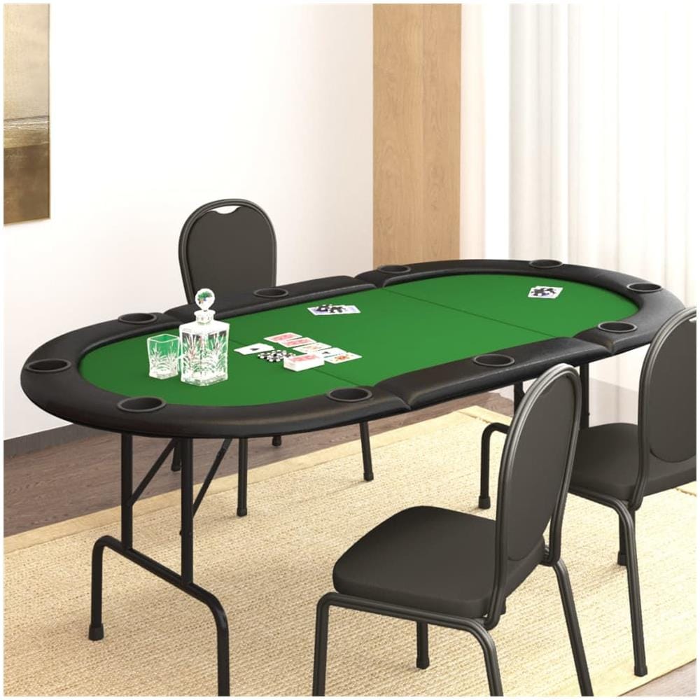 Tavolo da Poker Pieghevole 10 Giocatori Verde 207x106x76 cm - Foto 1
