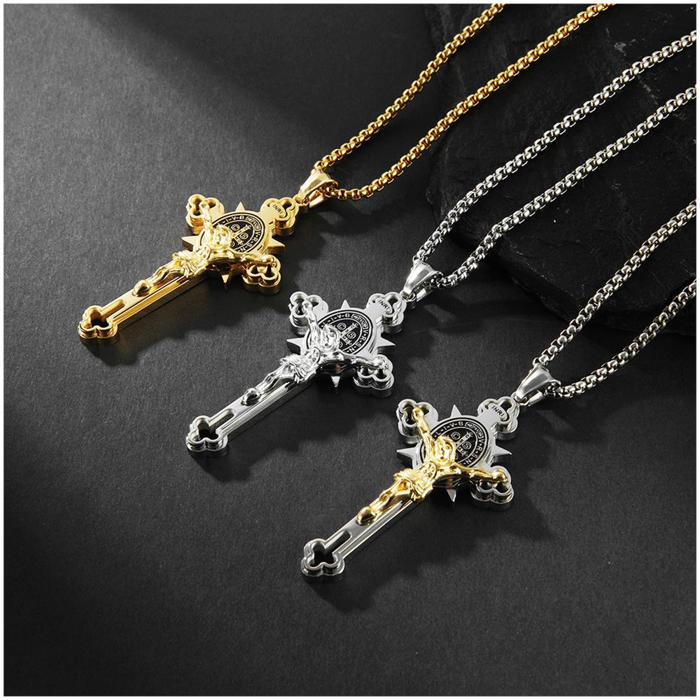 Collana Con Ciondolo A Croce In Acciaio Inossidabile Silver - Foto 2